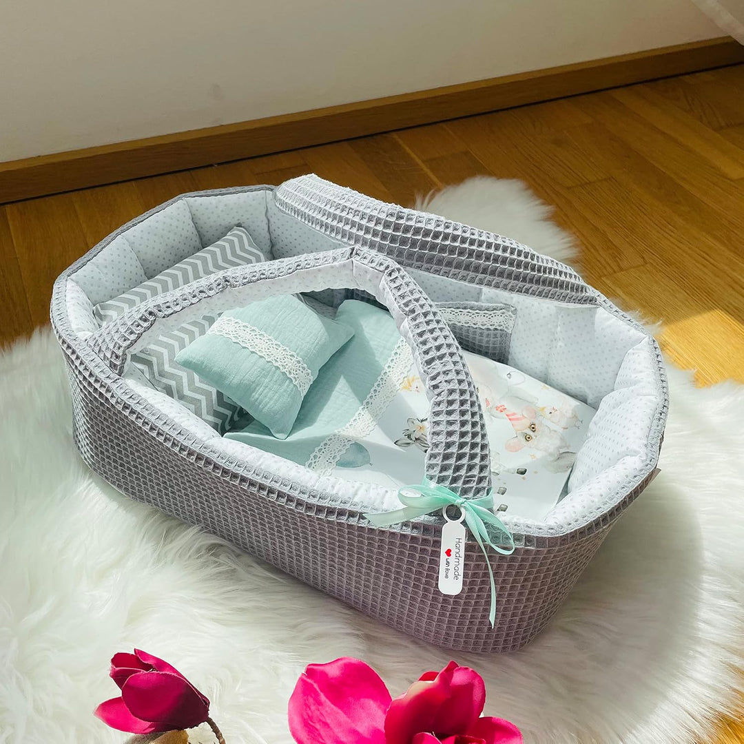 Puppentragetasche für Puppen 30-35 cm,Grau, Geschenk, Tieren, Baumwolle, Waschbar