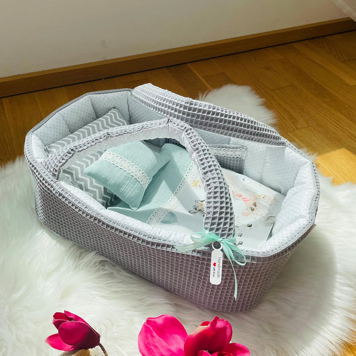 Puppentragetasche für Puppen 30-35 cm,Grau, Geschenk, Tieren, Baumwolle, Waschbar
