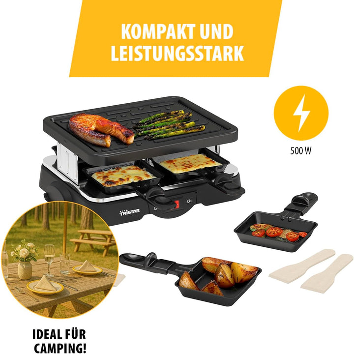 Tristar Raclette-Grill für bis zu 4 Personen, 4 Pfännchen, 500 Watt, RA-2949
