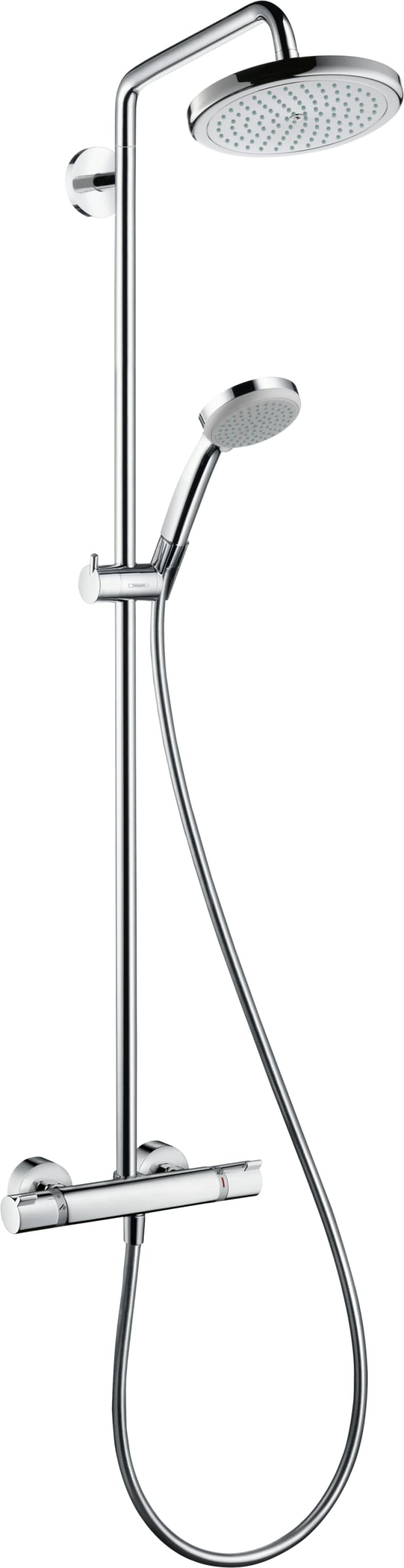 hansgrohe wassersparendes Duschsystem Croma 220 (Regendusche mit 4 Strahlarten, Duschkopf, Duschstan