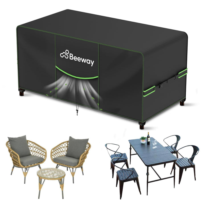 BEEWAY Gartenmöbel Abdeckung Wasserdicht V2.0 120x90x73cm, Schutzhülle Abdeckplane für Gartentische