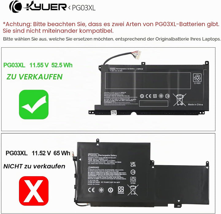 K KYUER 52.5Wh PG03XL Laptop Akku für HP Pavilion Gaming 15-dk0000 15-dk1000 15-dk2000 15-ec0000 15-