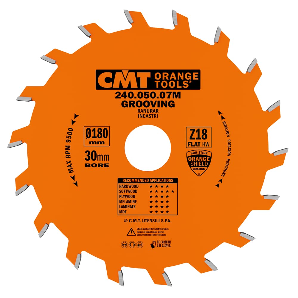 CMT Orange Tools 240.050.07 M – Kreissägeblatt für gerade Nutfräser 180 x 5 x 30 Z 18