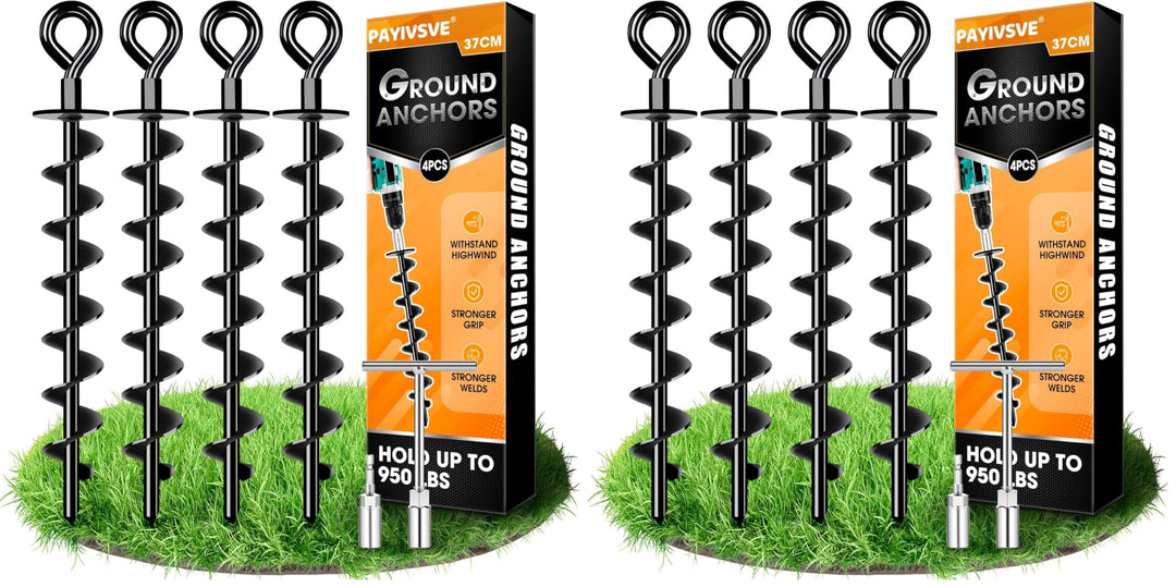 Schwerlast Bodenanker 4 Pack,Robust voll verschraubter Erdanker zur Befestigung von Trampolinen, Vor