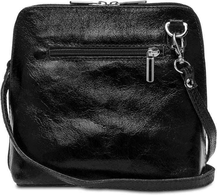 Caspar TL778 kleine elegante Damen Leder Clutch Umhängetasche Einheitsgrösse Schwarz, Einheitsgrösse
