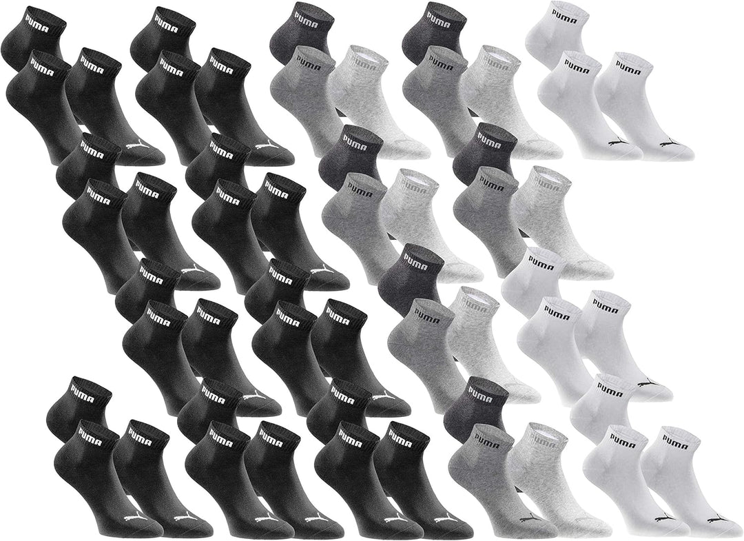PUMA Quartersocken 18 Paar Pack Statement Edition - Damen und Herren, 35-38 Black White Grey