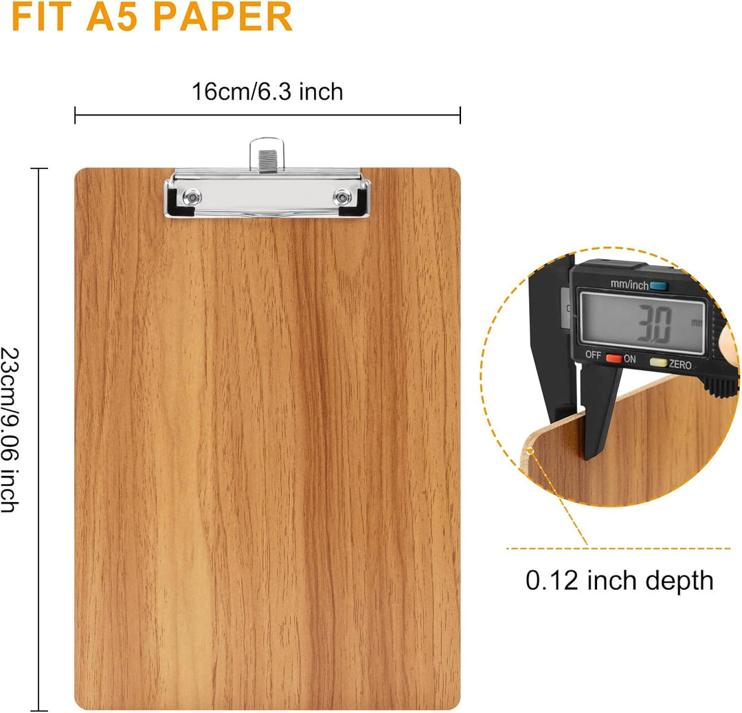 Klemmbrett Holz A5,10 Stück Klemmbrett mit Stifthalter,Wooden Clipboard für Geschäft, Büro, Schule o