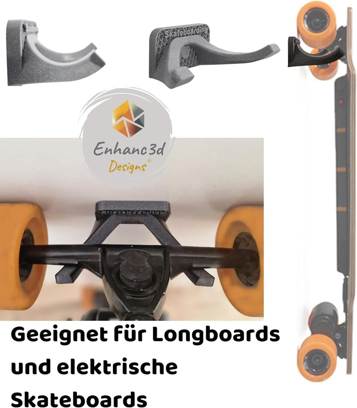 Skateboard Wandhalterung mit modernem Design, zum Aufhängen Ihres Skateboards, Surfskates oder Longb