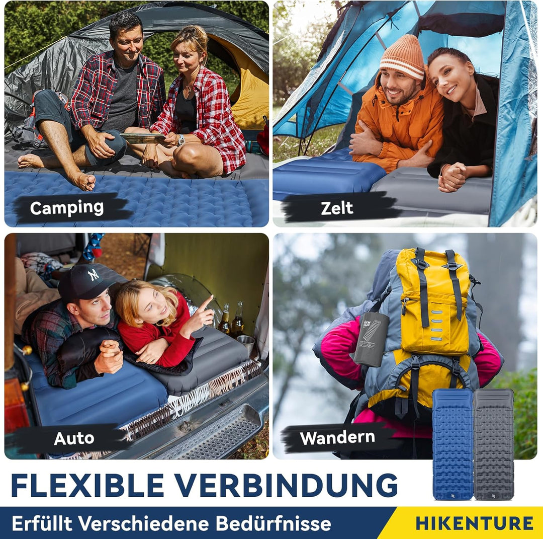 HIKENTURE Camping Isomatte, 13CM Ultradicke Isomatte Camping mit Kissen, Aufblasbare Luftmatratze Kl