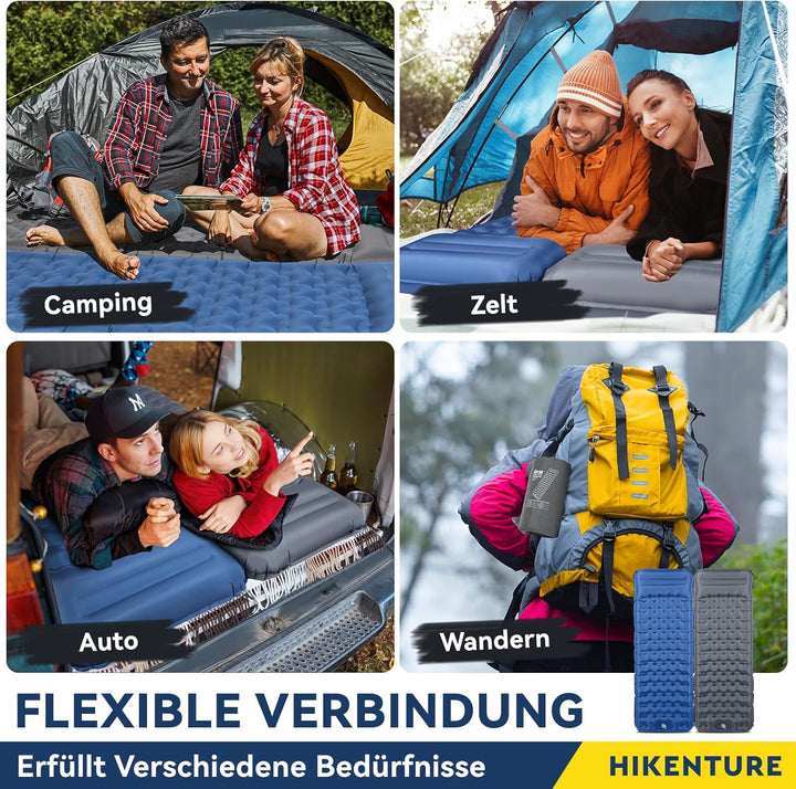 HIKENTURE Camping Isomatte, 13CM Ultradicke Isomatte Camping mit Kissen, Aufblasbare Luftmatratze Kl