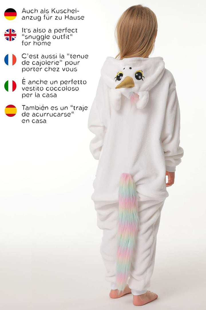 corimori - Mia das Einhorn Kinder Jungen Mädchen Onesie Jumpsuit Anzug Kostüm Verkleidung (Gr. 110-1