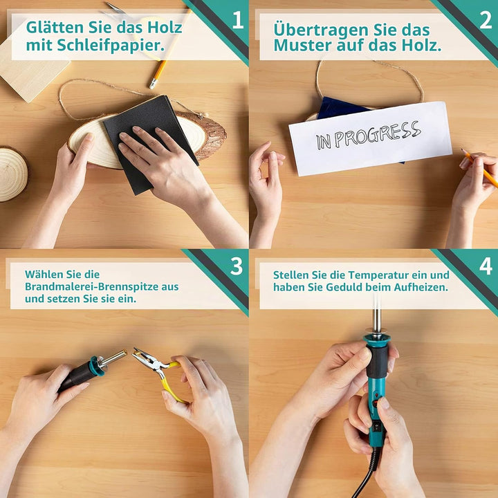 YIHUA 930-IV brandmalerei lötkolben set, holz brennkolben set Temperatur Einstellbar mit 10 Pyrograf