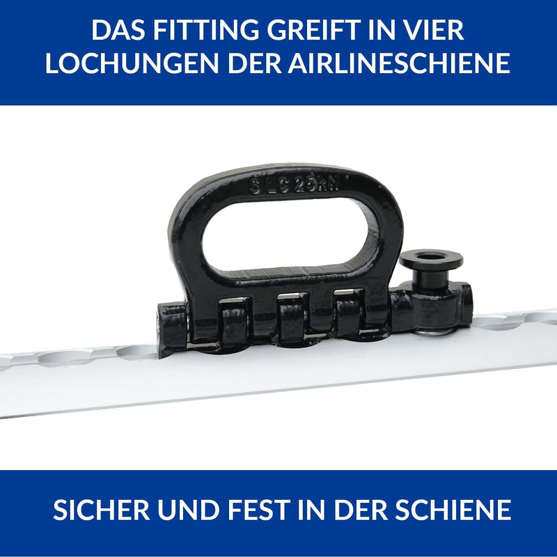 6 Stück | Vierfach Fitting | für Airlineschiene | Endbeschlag | Endfitting | 4000 daN | klappbar