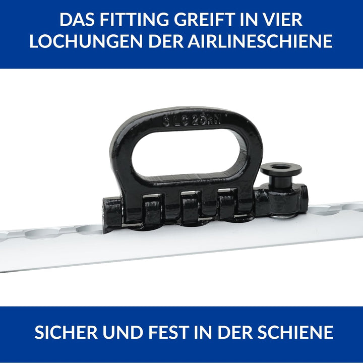 4 Stück | Vierfach Fitting | für Airlineschiene | Endbeschlag | Endfitting | 4000 daN | klappbar
