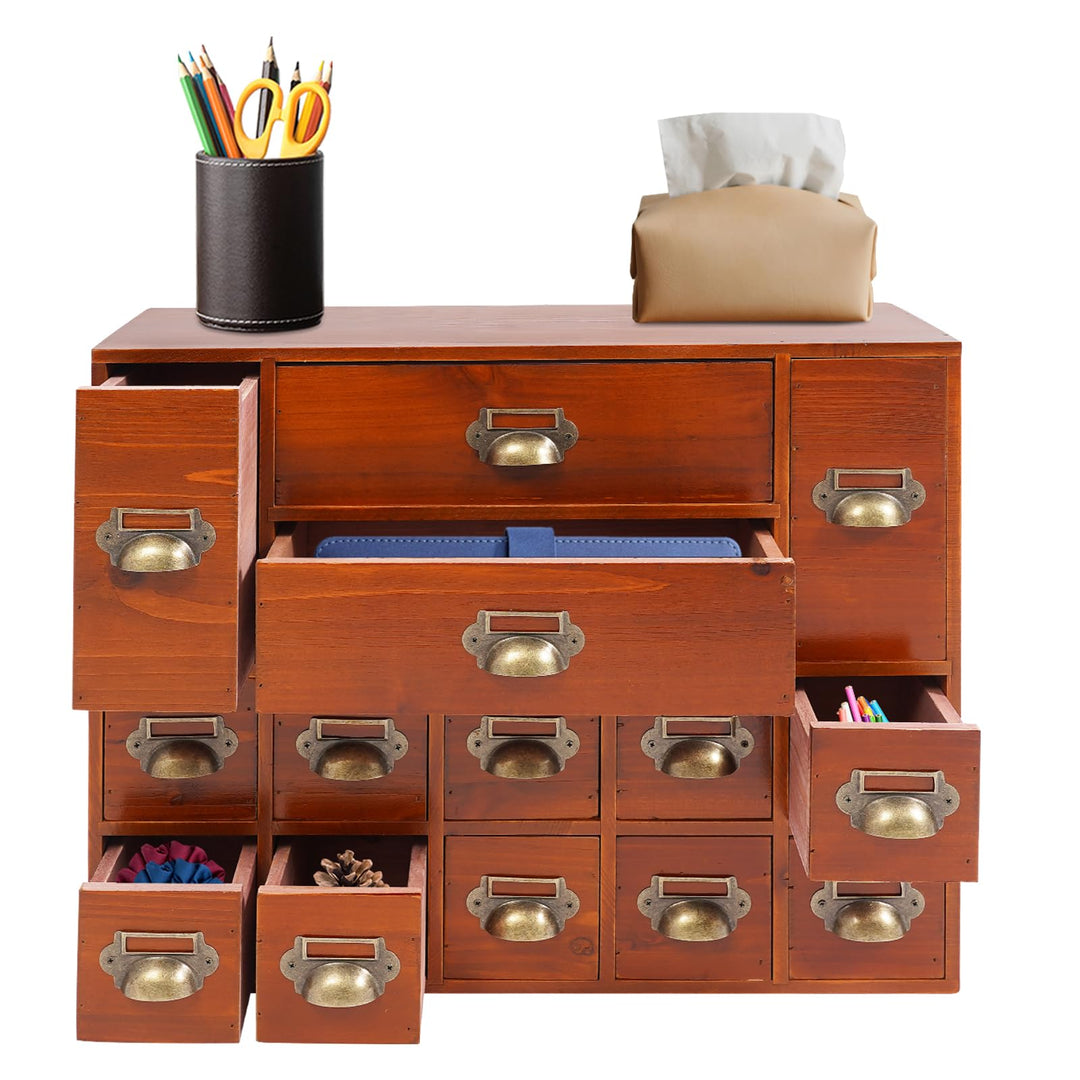 Mini Kommode mit 14 Schubladen, Vintage Aufbewahrungsschrank - Schrank Schubladenschrank Holz Klein