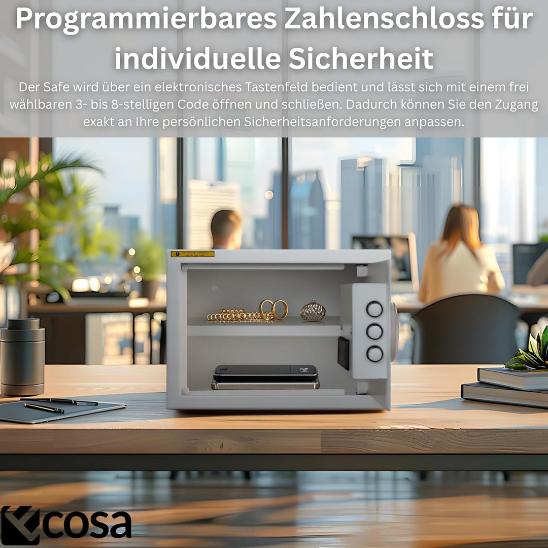 Ecosa ®Elektronischer Tresor Safe 35×25×25cm – Möbeltresor & Wandtresor mit Zahlencode und Schlüssel