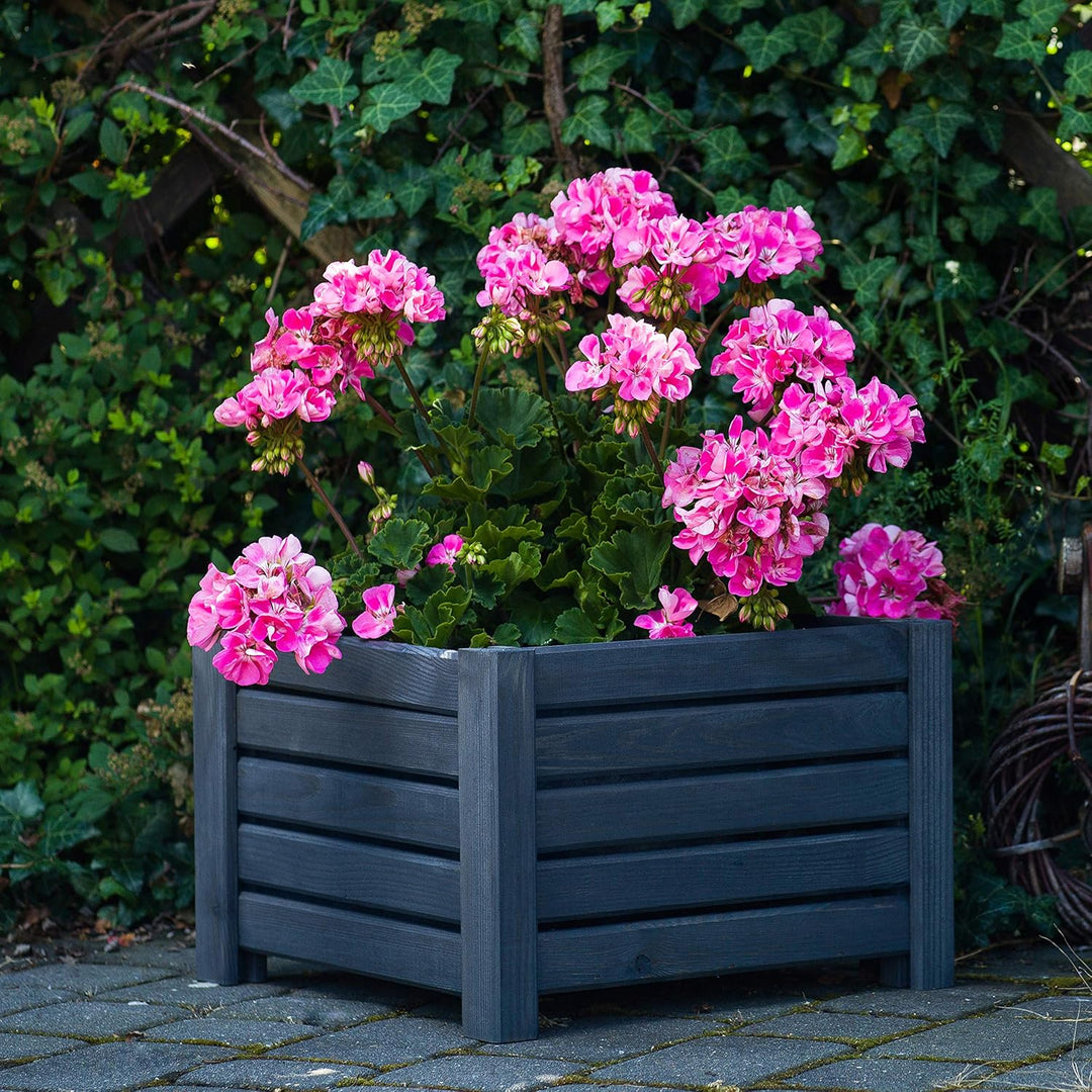 BOGATECO Pflanzkasten Pflanzkübel aus Holz | 30 x 38 cm | Anthrazit | Blumen-Topf Perfekt für Garten