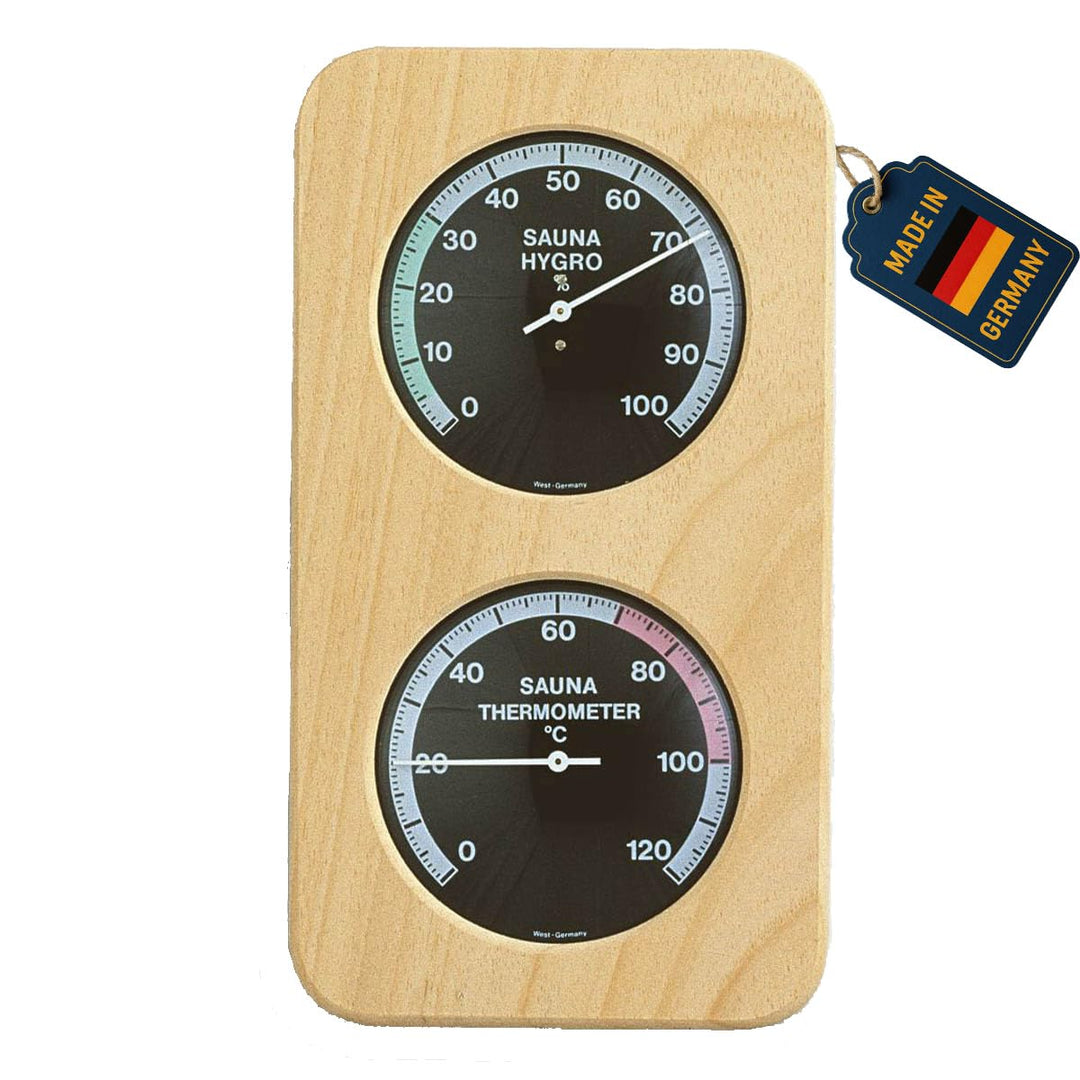 TFA Dostmann Sauna-Thermo-Hygrometer Haar-Synthetik, 40.1004, hitzebeständig, aus Massivholz,L 131 x