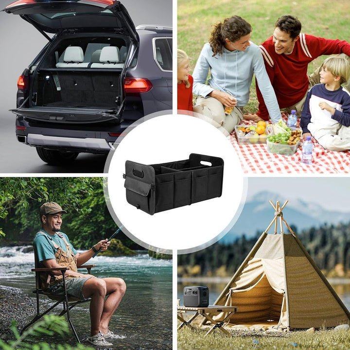 Oxford Cloth Vehicle Storage Bag with Handle, Sturdy Trunk Storages Organizer, Folding Vehicle Trunk