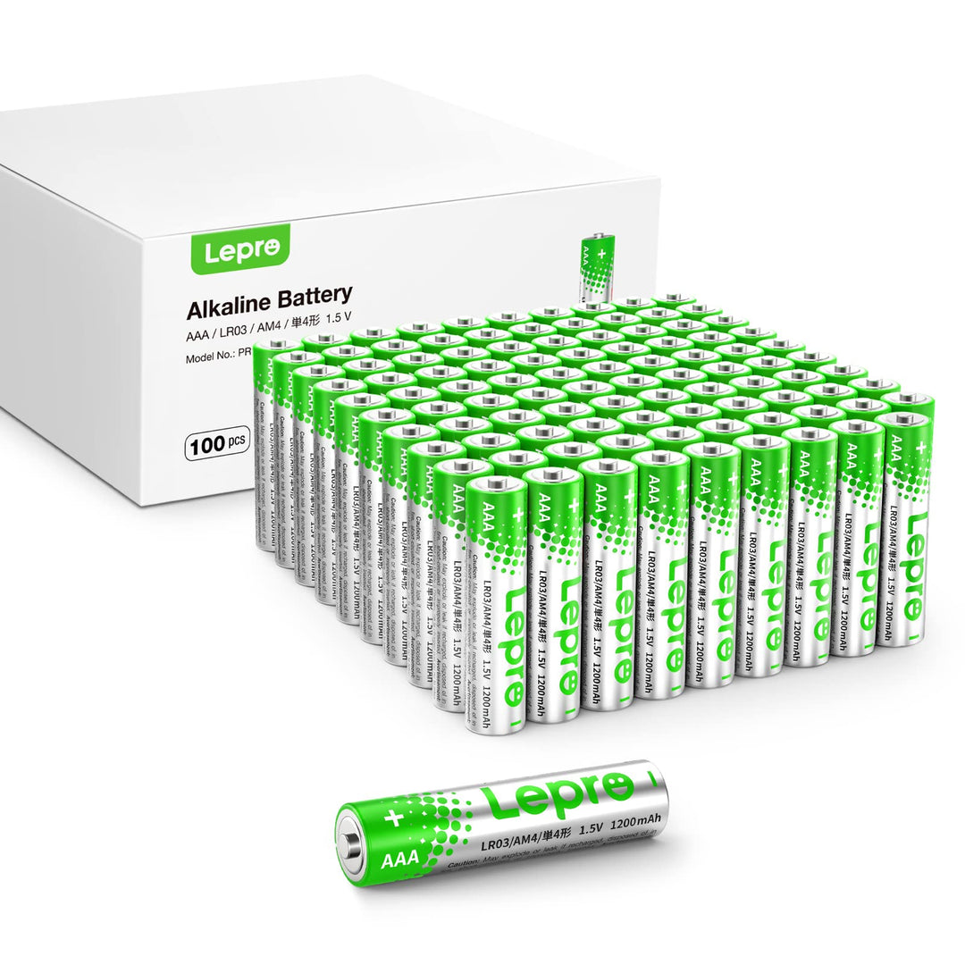 Lepro AAA-Batterien, 100 Stück, 1200mAh, 3-in-1-Alkalibatterien, 1,5Volt, auslaufsicher, korrosionsb