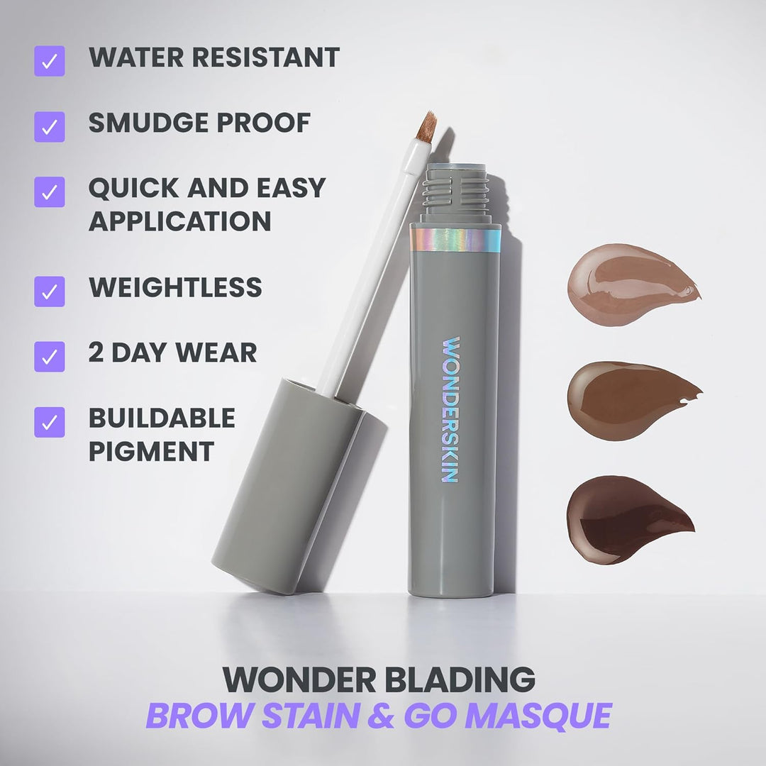 Wonderskin Augenbrauen-Tönung – Wonder Blading Brow Stain & Go Masque, Langlebige Brauen-Tönung, Übe