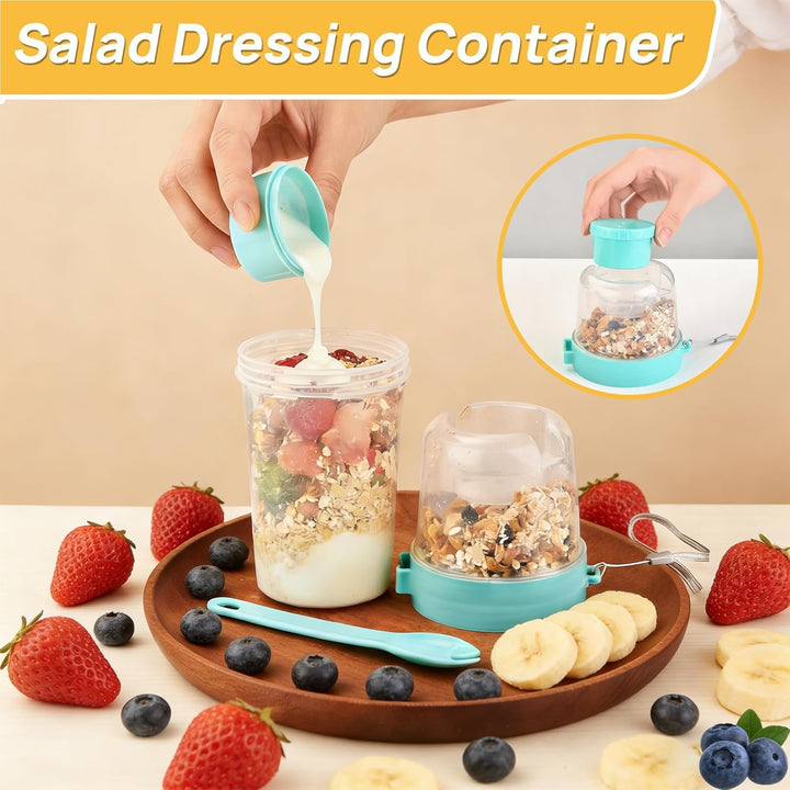 VITEVER 4er-Pack 27 oz wiederverwendbare Joghurt-Parfait-Becher mit Deckel und Löffel, Müsli-Parfait