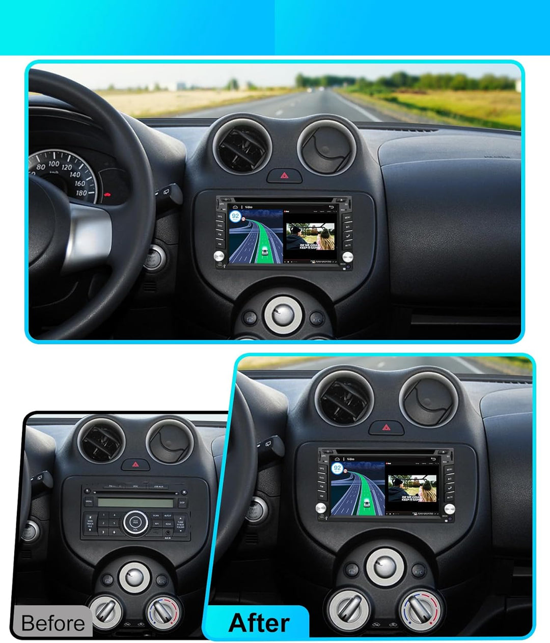 JOYX Android 10 Doppel Din Autoradio - 2G+32G - Rückfahrkamera Externes Mikrofon KOSTENLOS - 6.2 Zol