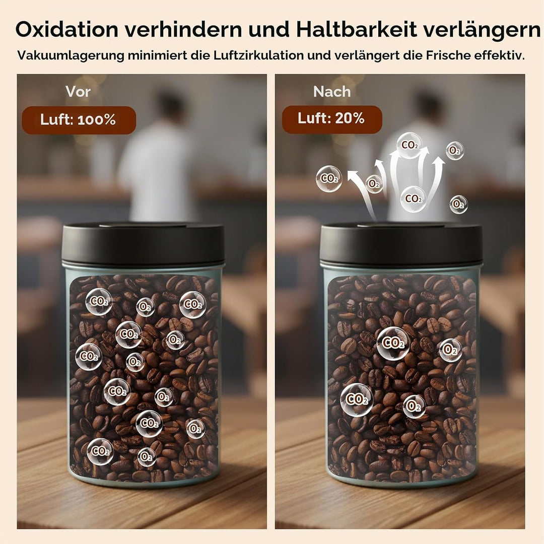 VINATO Kaffeedose Luftdicht Vakuumbehälter Kaffeebohnen Behälter Geeignet für Kaffee, Trockenlebensm