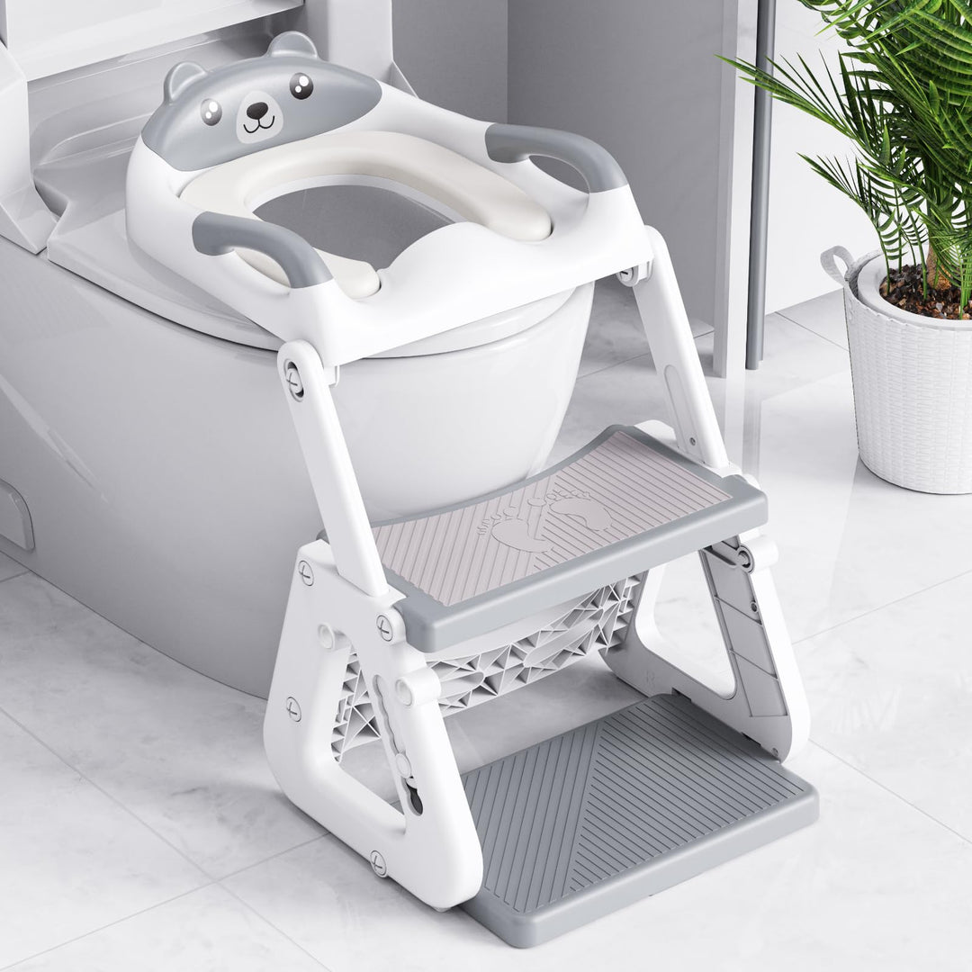 Orzbow Toilettensitz Kinder mit Treppe, Stabil Kinder Toilettensitz mit Dreiecksstruktur, Verlängert