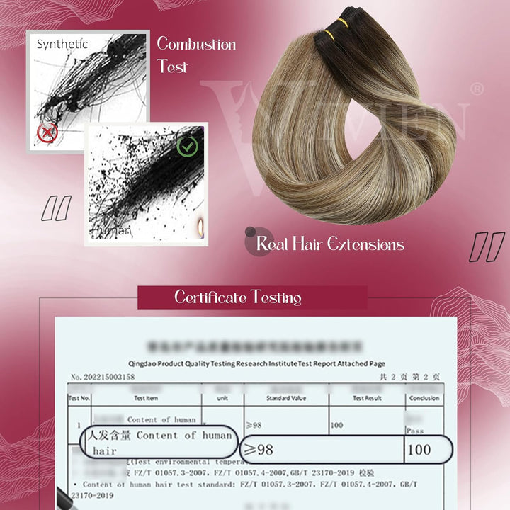 Vivien Tressen Echthaar 100 Gramm 50cm Braun Balayage Extensions Echthaar Tressen zum Einnähen Braun
