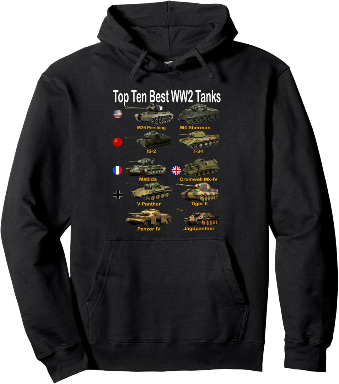 WW2 Panzer Sherman Panzer Panther Tiger T-34 Pullover Hoodie