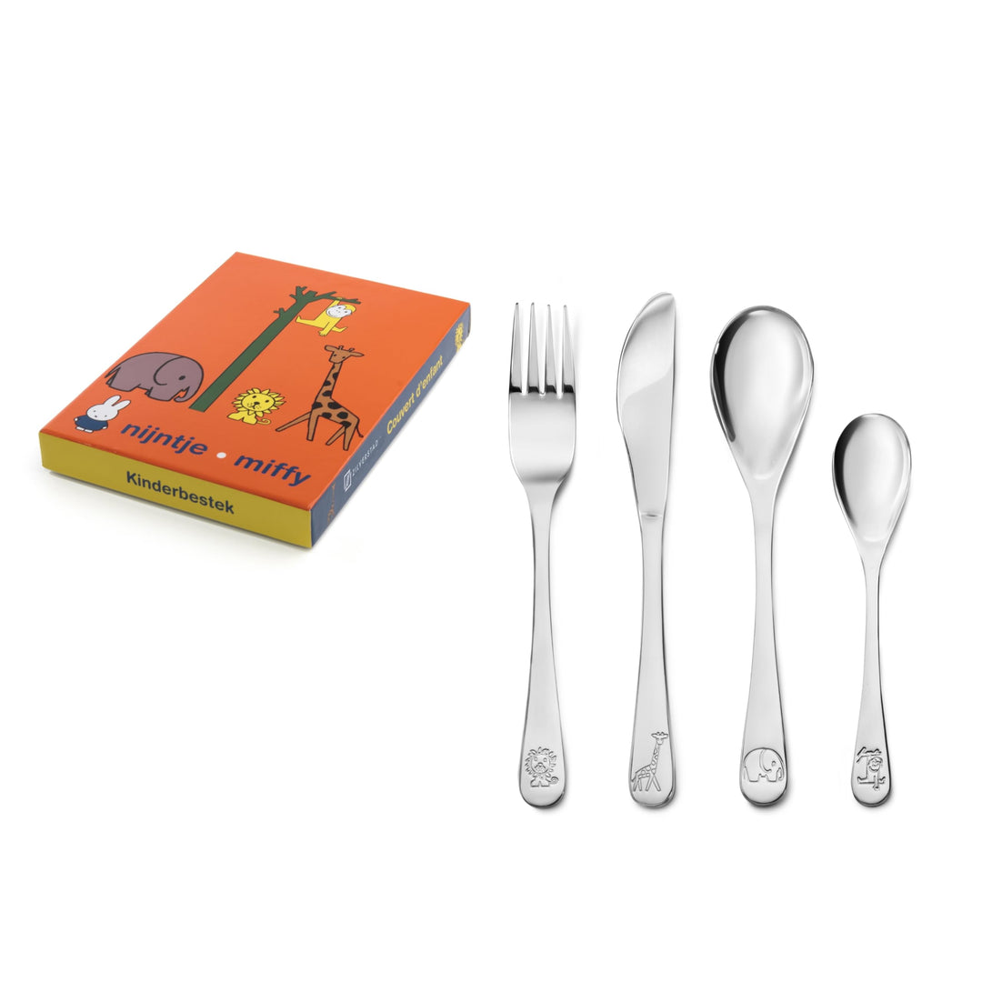 Zilverstad 6839030 Kinderbesteck miffy Zoo 4-tlg 18/10 Edelstahl 16/17/16/13cm