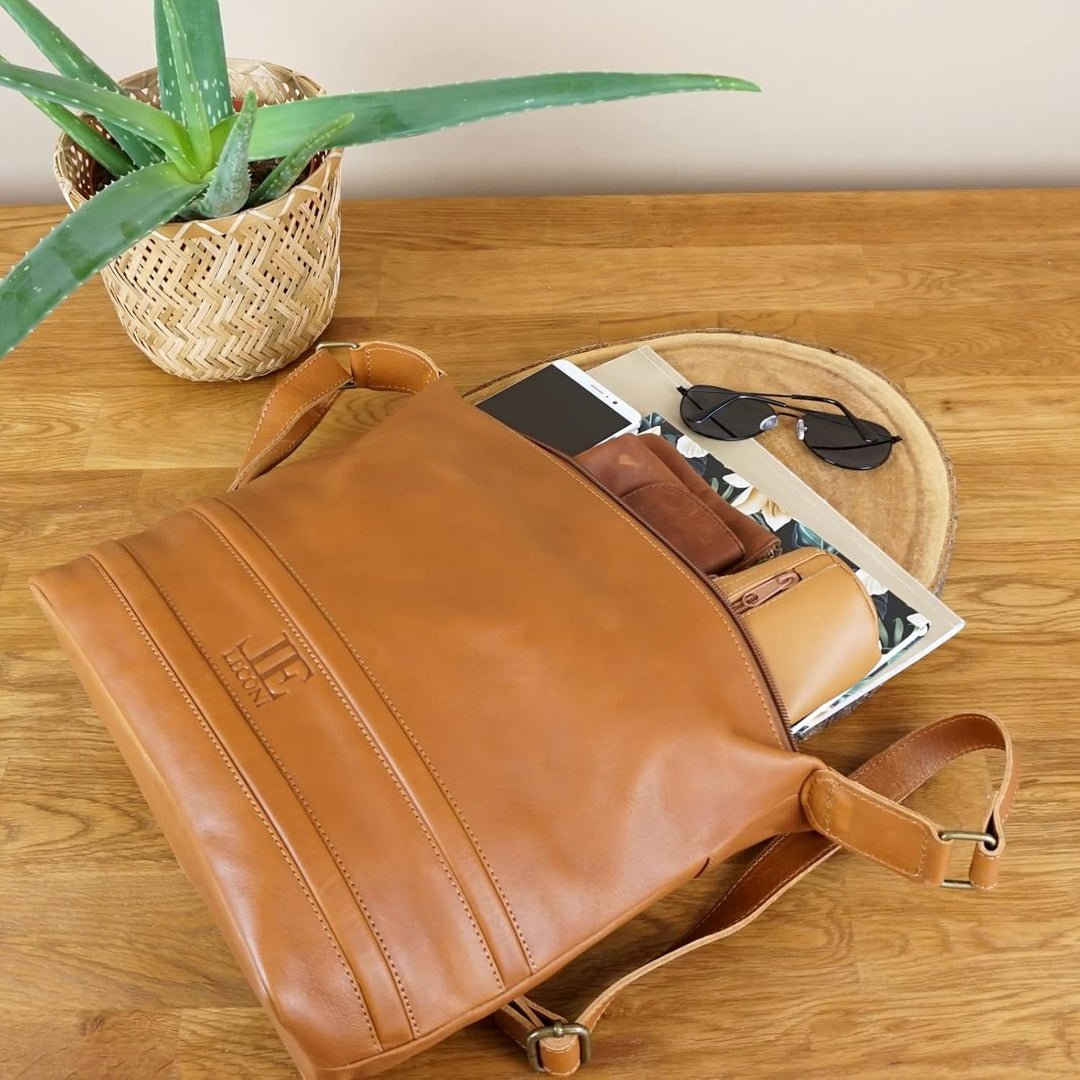 LECONI Schultertasche Damentasche Umhängetasche natur weiche Ledertasche Handtasche Damen Leder 33x2
