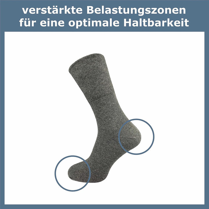 GAWILO 10 Paar PREMIUM Socken ohne drückende Naht | Damen & Herren | gekämmte Baumwolle | extra weit