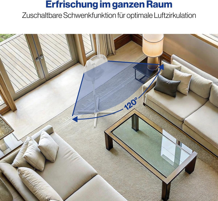 Clatronic Standventilator Ventilator Fan VL 3603 S; sehr leise; Durchmesser 40 cm; Oszillierend/Rota