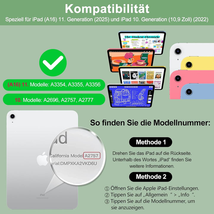 KBCASE Bluetooth Tastatur Schutzhülle für iPad 10. Gen 2022 10,9 Zoll, iPad 11. Gen 2025 A16 11 Zoll