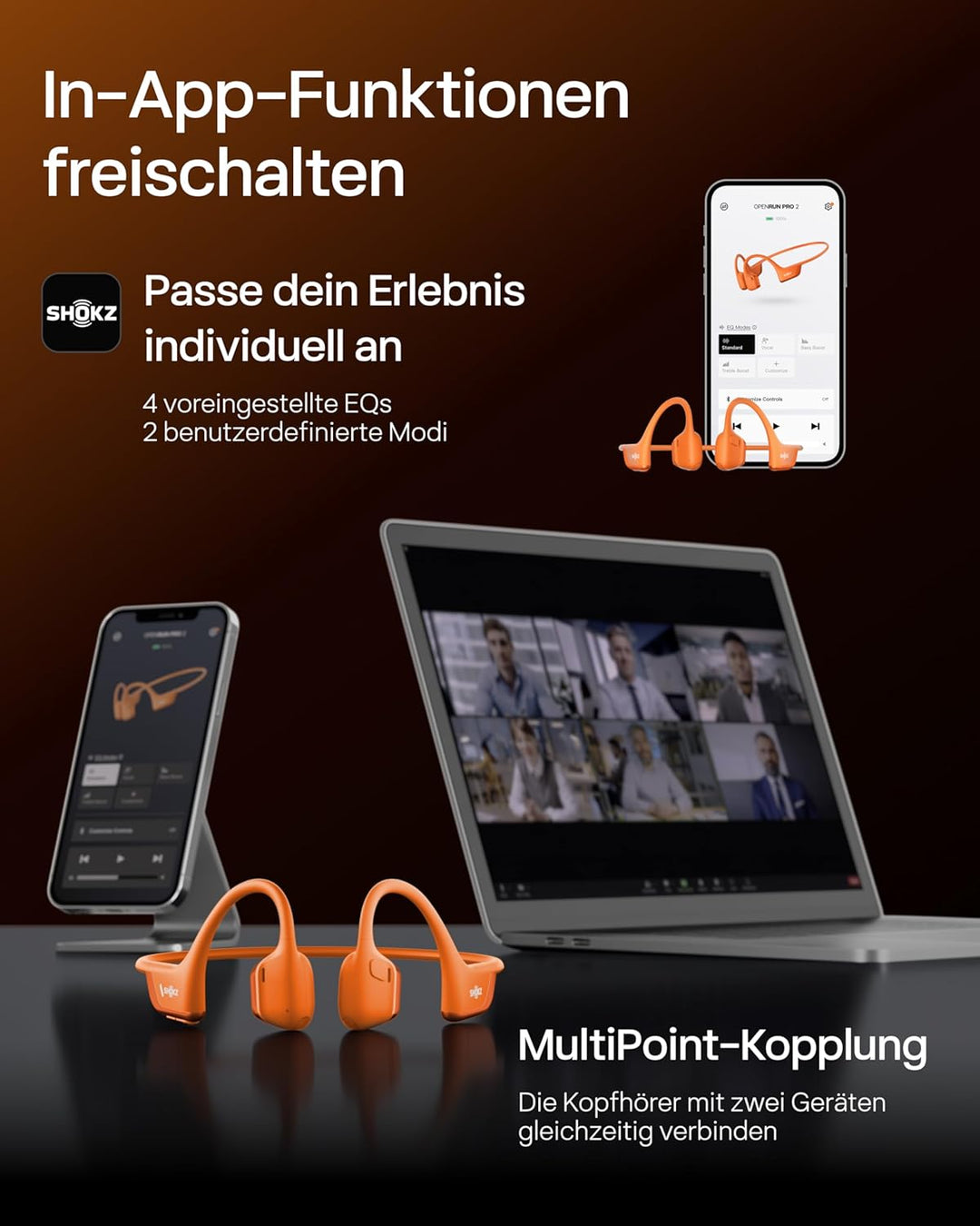SHOKZ OpenRun Pro 2 Knochenschall Sportkopfhörer, Open-Ear-Ohrhörer mit Bluetooth 5.3, Mikrofon mit