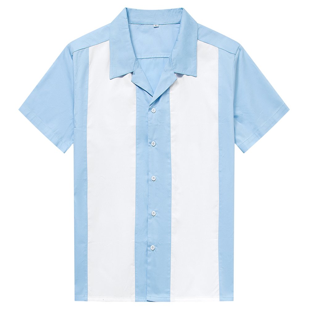 Candow Look Herren Freizeit-Hemd Online Rock Revival Men Shirts XXL Blue+white, XXL Blue+white