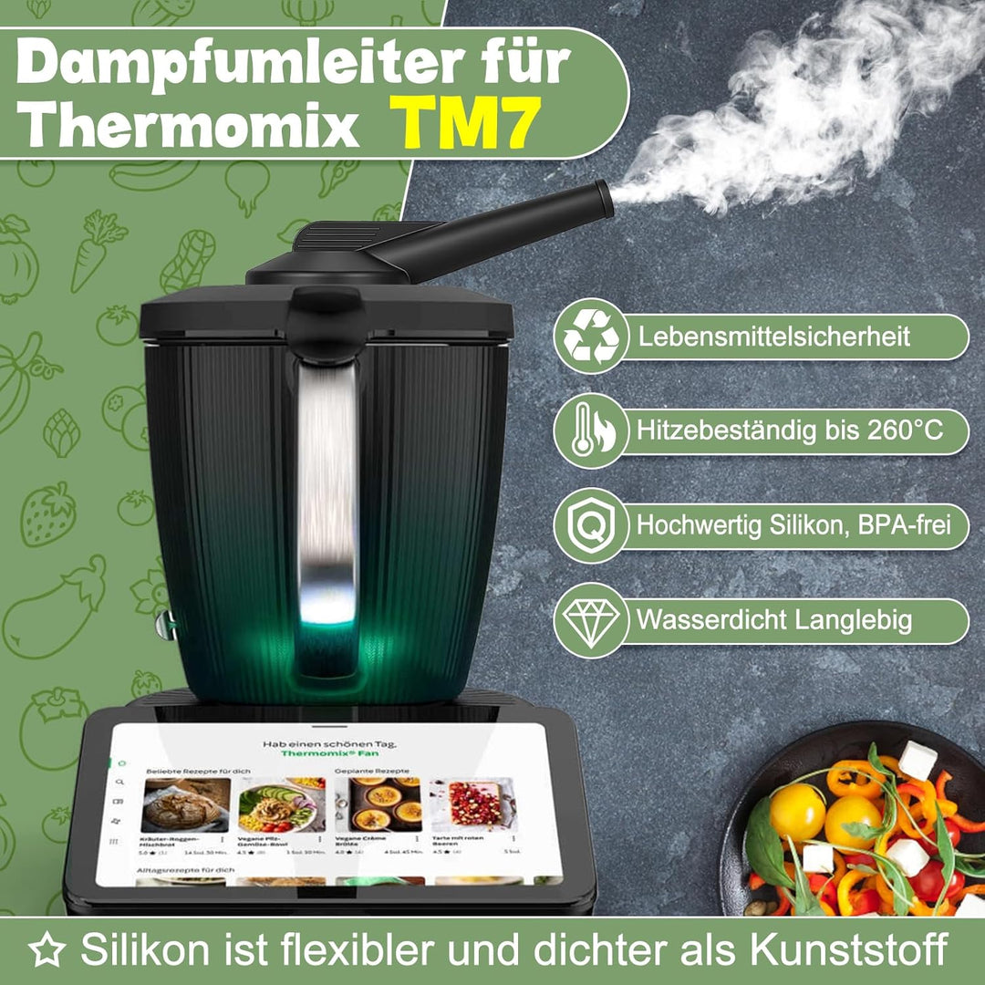 SelfTek Dampfumleiter für Thermomix TM7 - Dampfumleitung Zubehör mit Geschütztem Überlaufschutz, Dam