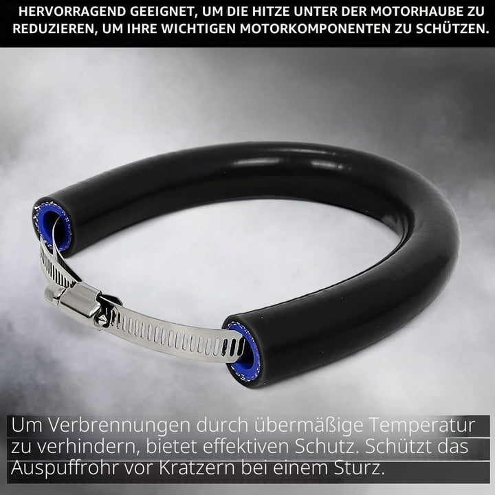 JFG RACING 64 cm/25,2" Motorrad Auspuff Schutzring,Universeller-Schwarz | Verstellbarer Auspuff Schu
