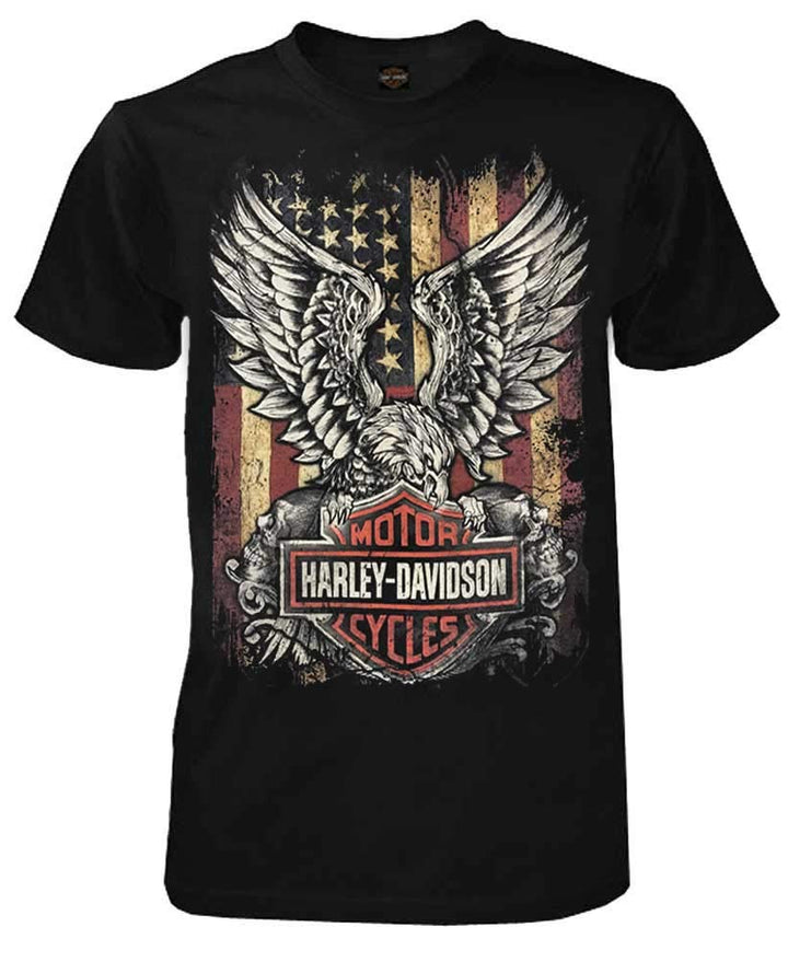 Harley-Davidson Herren-T-Shirt, personalisierbar, kurzärmelig, Rundhalsausschnitt, Schwarz 5XL Schwa