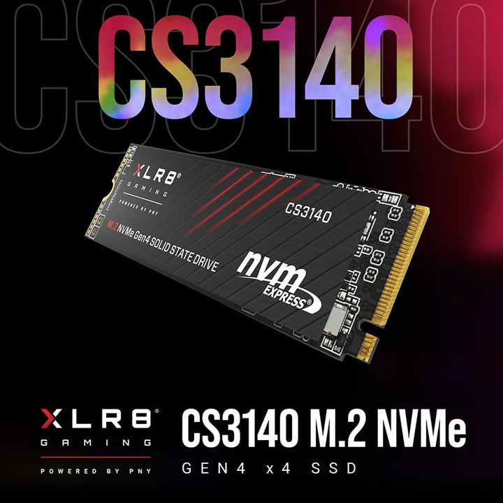 PNY XLR8 CS3140 M.2 NVMe Gen4 x4 Internal Solid State Drive (SSD) 1TB, Lesegeschwindigkeit bis zu 75