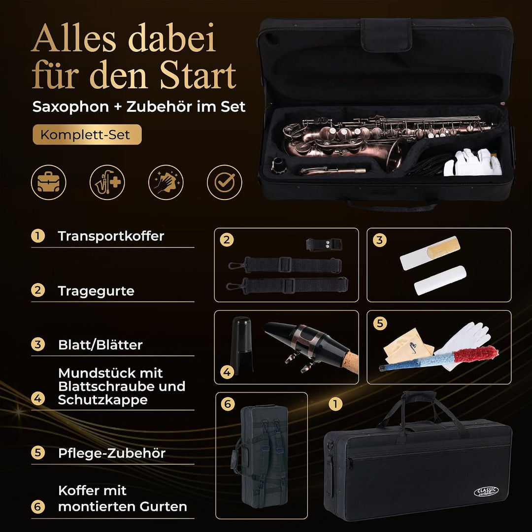 Classic Cantabile Winds AS-450 Eb Altsaxophon Antique Red (Messing, Vintage Lackierung, Hoch-Fis-Kla