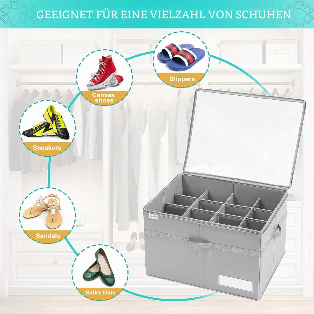 LUVHOMEE Schuhorganizer für Closet, Passt 16 Paare, grosse Schuhschrank, Schuhbox mit Durchsichtigem