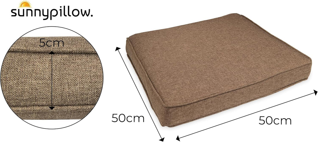 sunnypillow 4er Set Stuhlkissen wasserdicht UV-lichtecht 50 x 50 x 5cm | Polsterauflage Auflage für