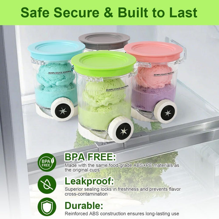 4 Stück Behälter für Ninja NC701 NC700 Swirl Creami Eismaschine, 473ML Pint Behälter BPA-frei Spülma