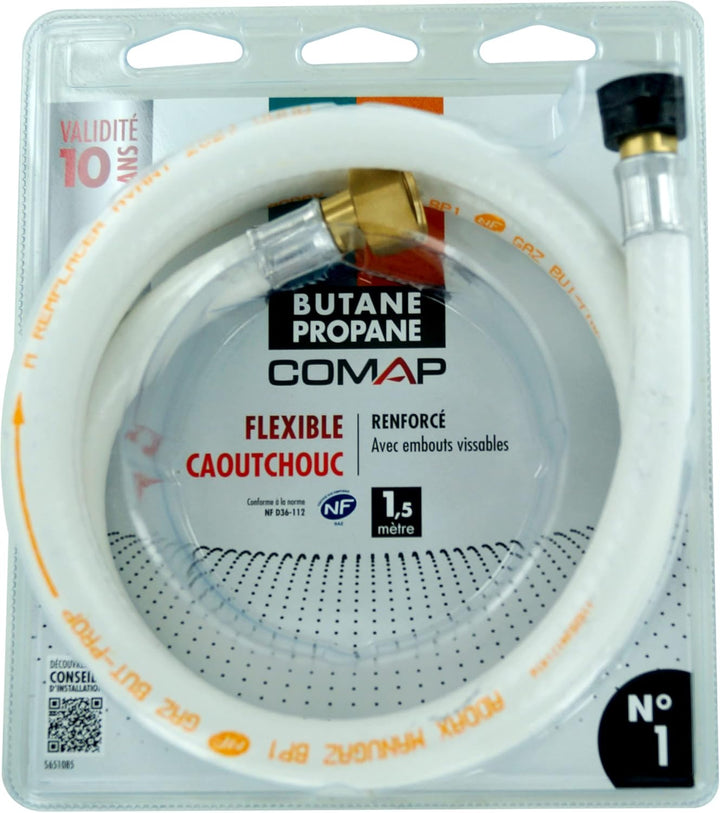 Comap s651085 flexibel Butan/Propan aus Gummi, Weiss, 1,50 m