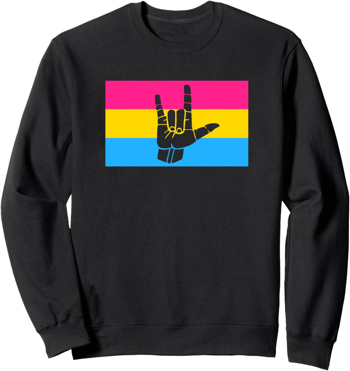 I Love You Sign Language Pansexual Pride Flag Aesthetic Sweatshirt