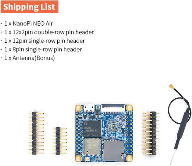 NanoPi NEO Air Open Source Quad-Core Cortex-A7 1,2 GHz Allwinner H3 Einplatinencomputer DDR3 WiFi &