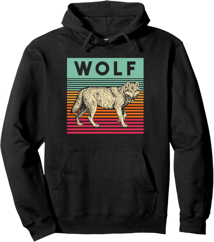 Retro Wolf 70er Jahre Wolf Pullover Hoodie